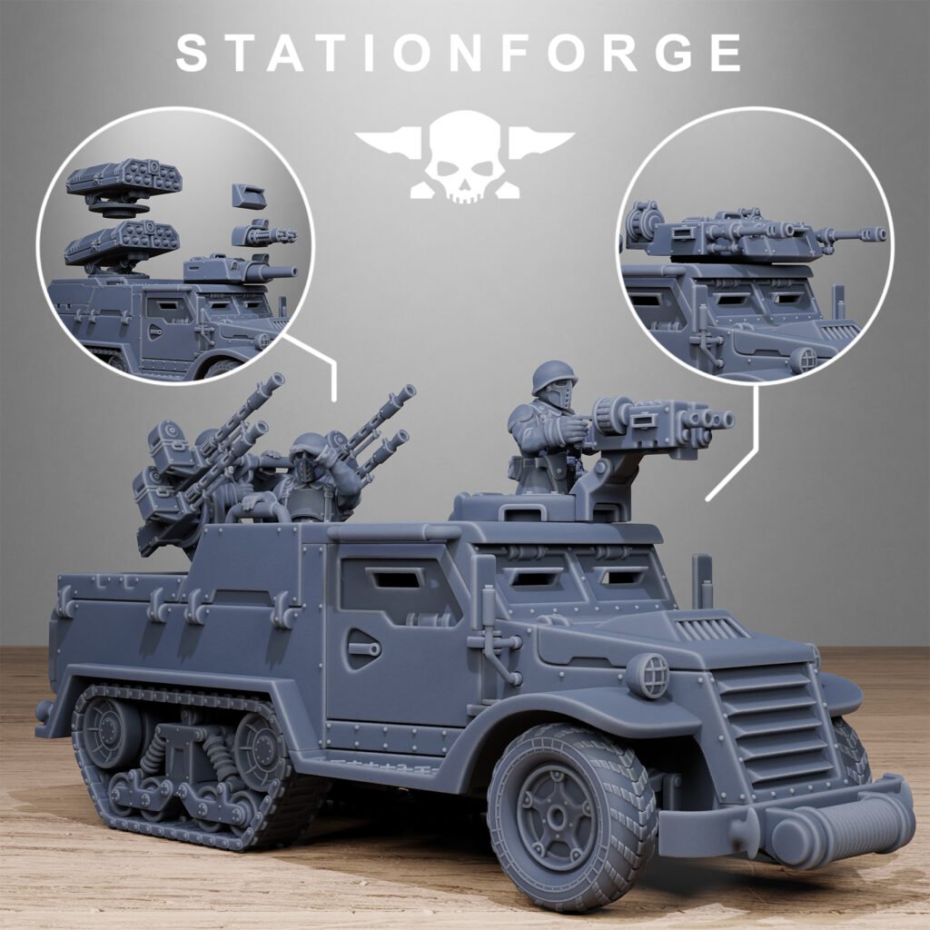 Imperial Army Free Guard Half Track, proxy miniature, infantry, 28mm heroic scale unpainted resin