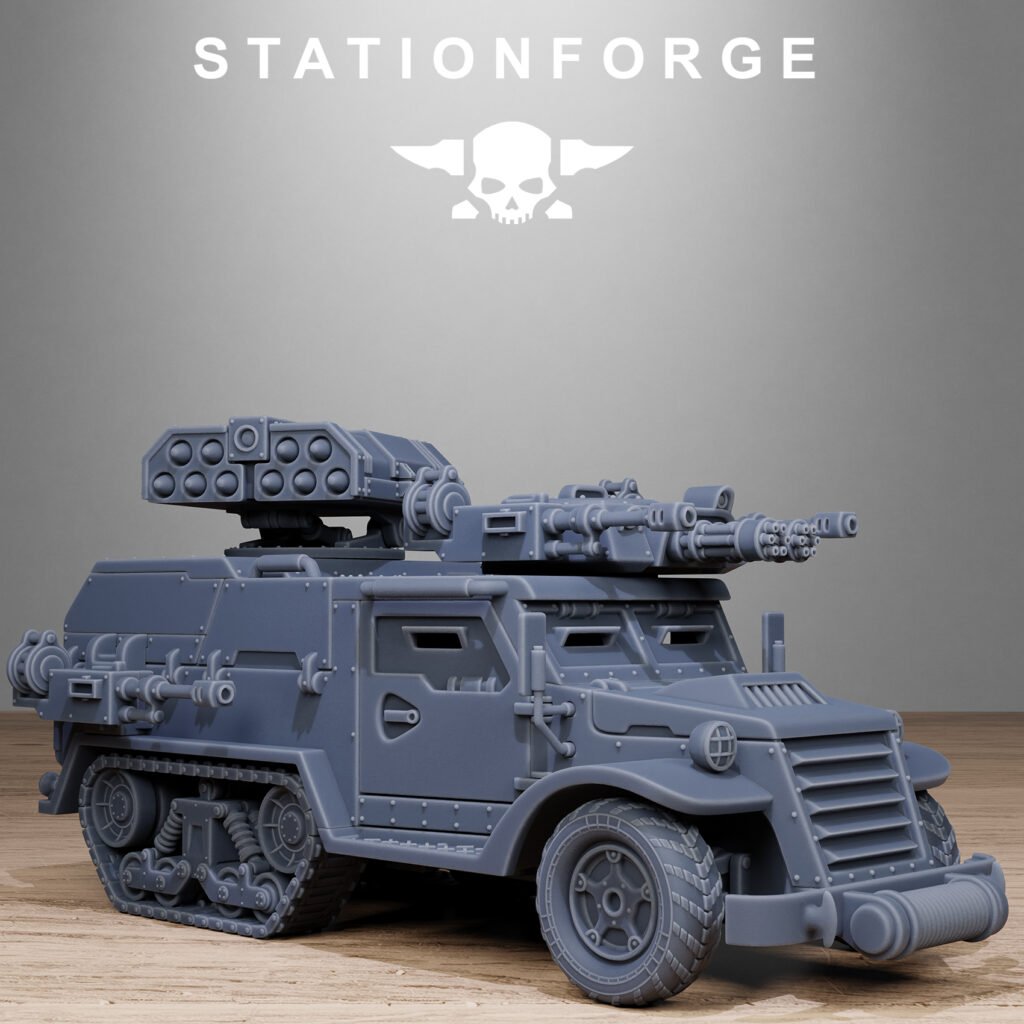 Imperial Army Free Guard Half Track, proxy miniature, infantry, 28mm heroic scale unpainted resin, view 3