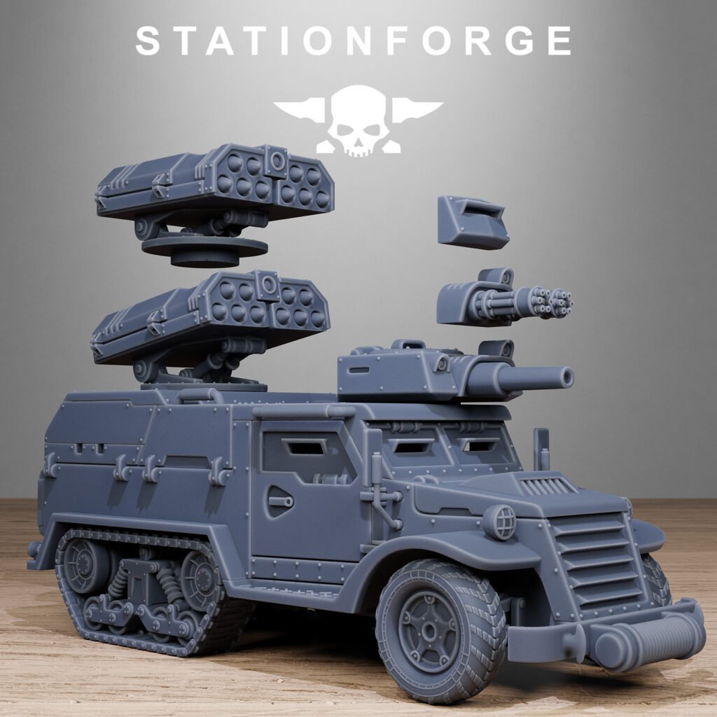 Imperial Army Free Guard Half Track, proxy miniature, infantry, 28mm heroic scale unpainted resin, view 5