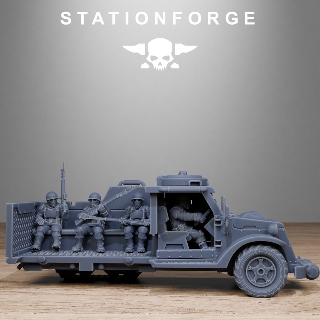 Imperial Army Free Guard Half Track, proxy miniature, infantry, 28mm heroic scale unpainted resin, view 6
