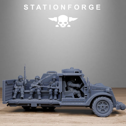 Imperial Army Free Guard Half Track, proxy miniature, infantry, 28mm heroic scale unpainted resin, view 6