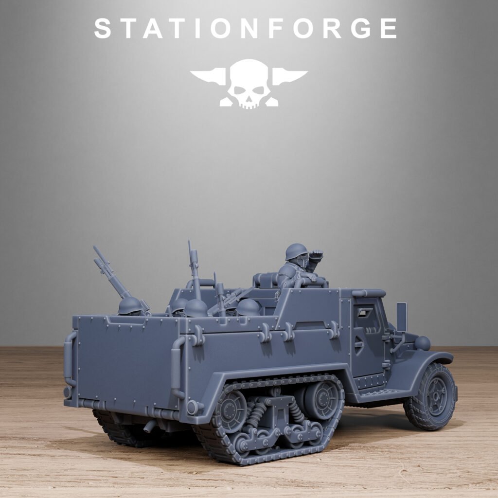 Imperial Army Free Guard Half Track, proxy miniature, infantry, 28mm heroic scale unpainted resin, view 7