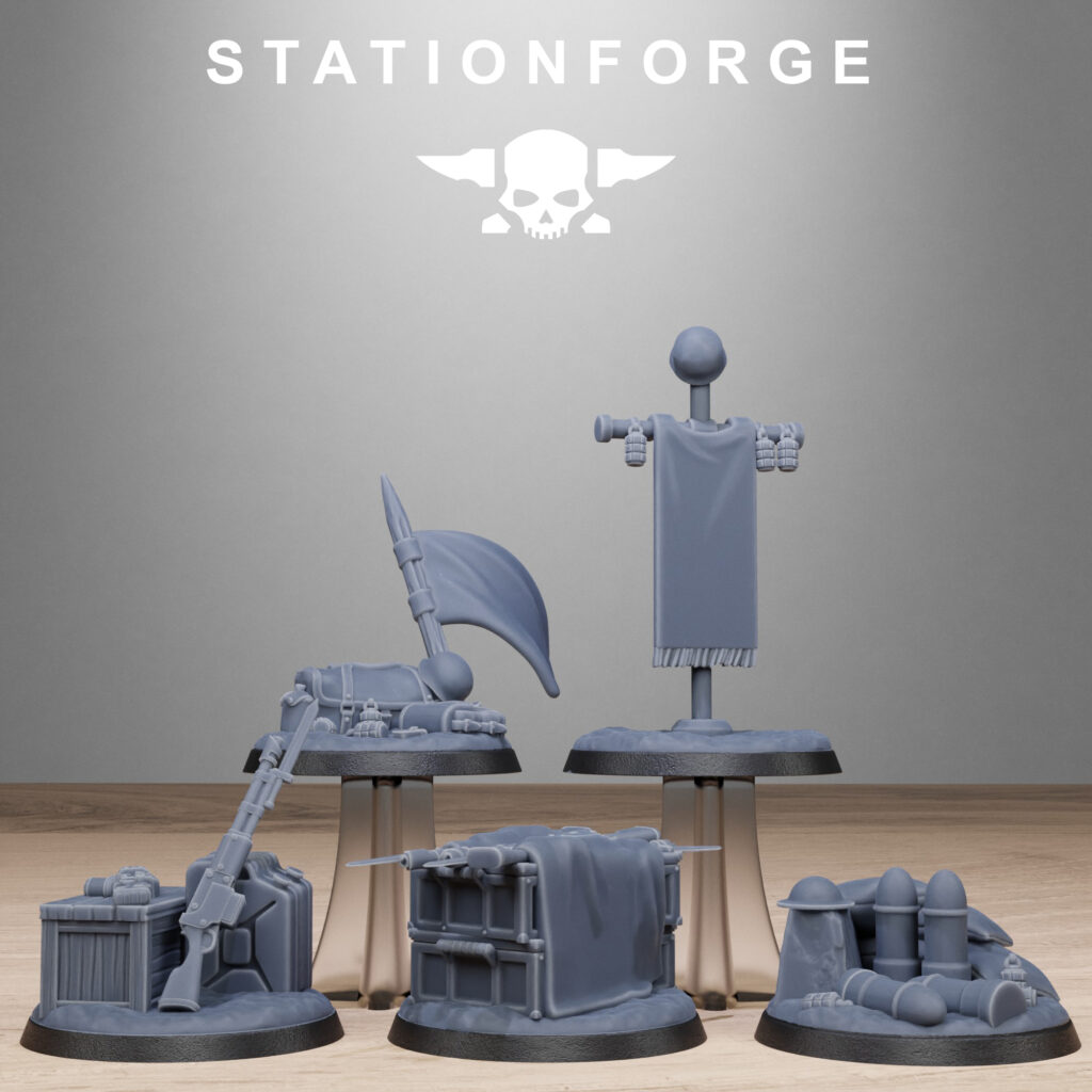 Imperial Army Free Guard Objective Markers, proxy miniature, infantry, 28mm heroic scale unpainted resin