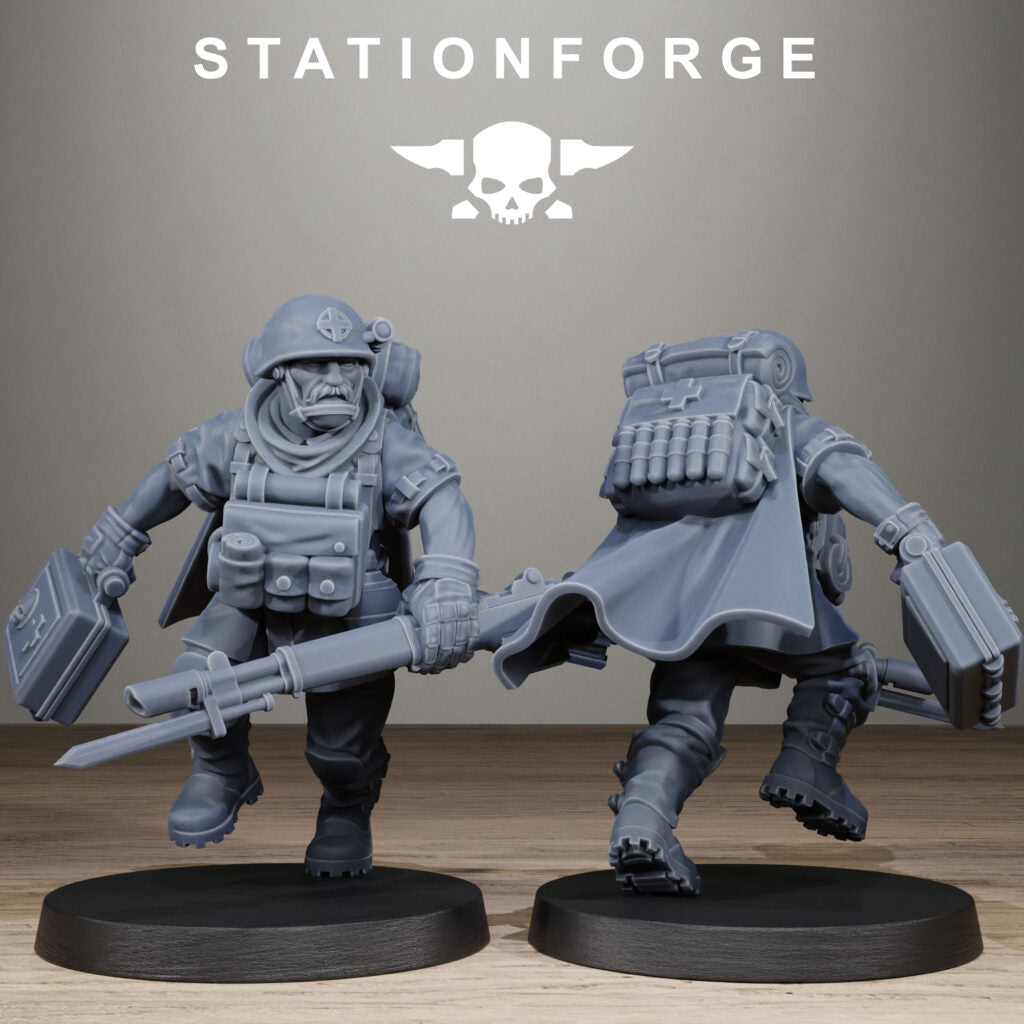 Imperial Army Free Guard Siege Infantry, proxy miniature, 28mm heroic scale unpainted resin, view 10