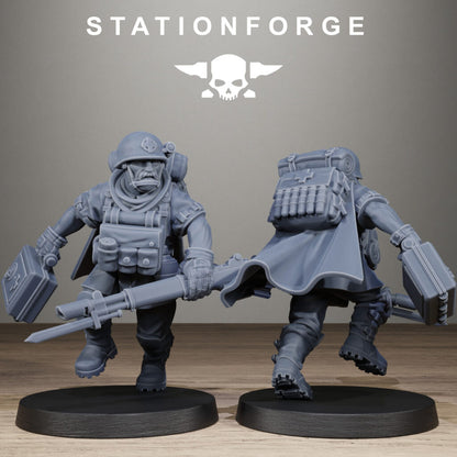 Imperial Army Free Guard Siege Infantry, proxy miniature, 28mm heroic scale unpainted resin, view 10