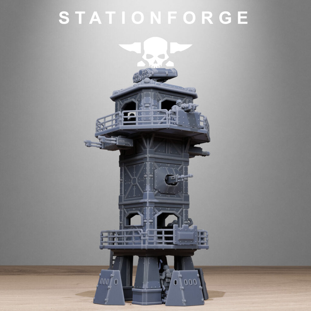 Imperial Army Free Guard Tower, proxy miniature, infantry, 28mm heroic scale unpainted resin, view 3