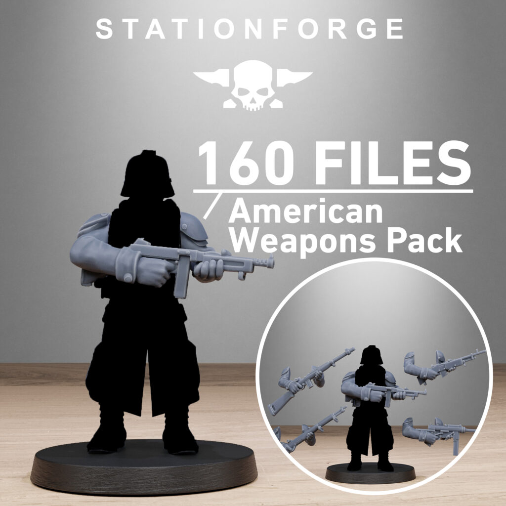 Imperial Army Grim Guard American Weapon Pack, proxy miniature, squad, 28mm heroic scale unpainted resin