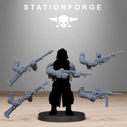 Imperial Army Grim Guard American Weapon Pack, proxy miniature, squad, 28mm heroic scale unpainted resin, view 2