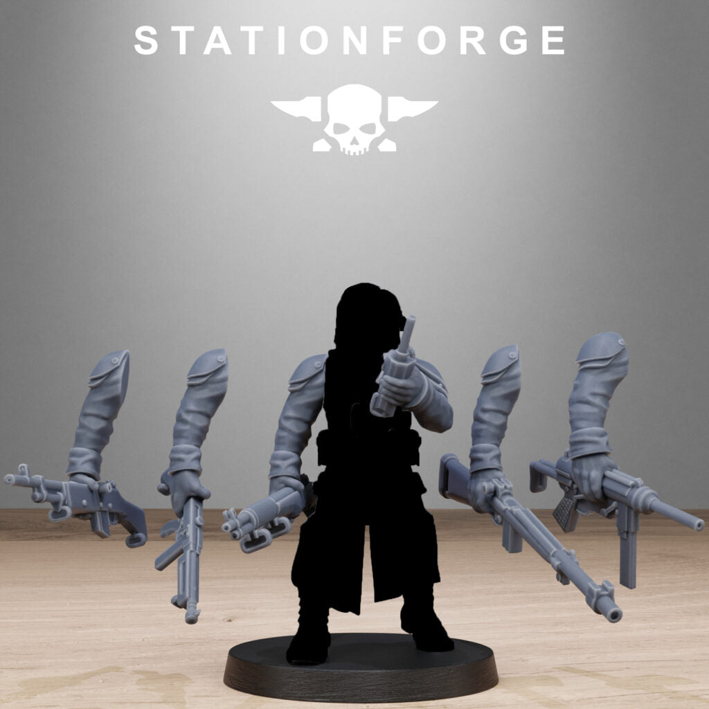 Imperial Army Grim Guard American Weapon Pack, proxy miniature, squad, 28mm heroic scale unpainted resin, view 3