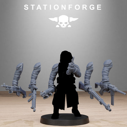 Imperial Army Grim Guard American Weapon Pack, proxy miniature, squad, 28mm heroic scale unpainted resin, view 3