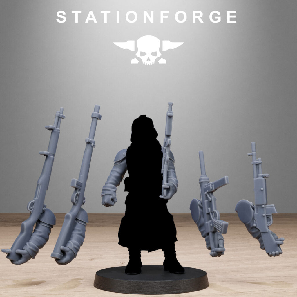 Imperial Army Grim Guard American Weapon Pack, proxy miniature, squad, 28mm heroic scale unpainted resin, view 4