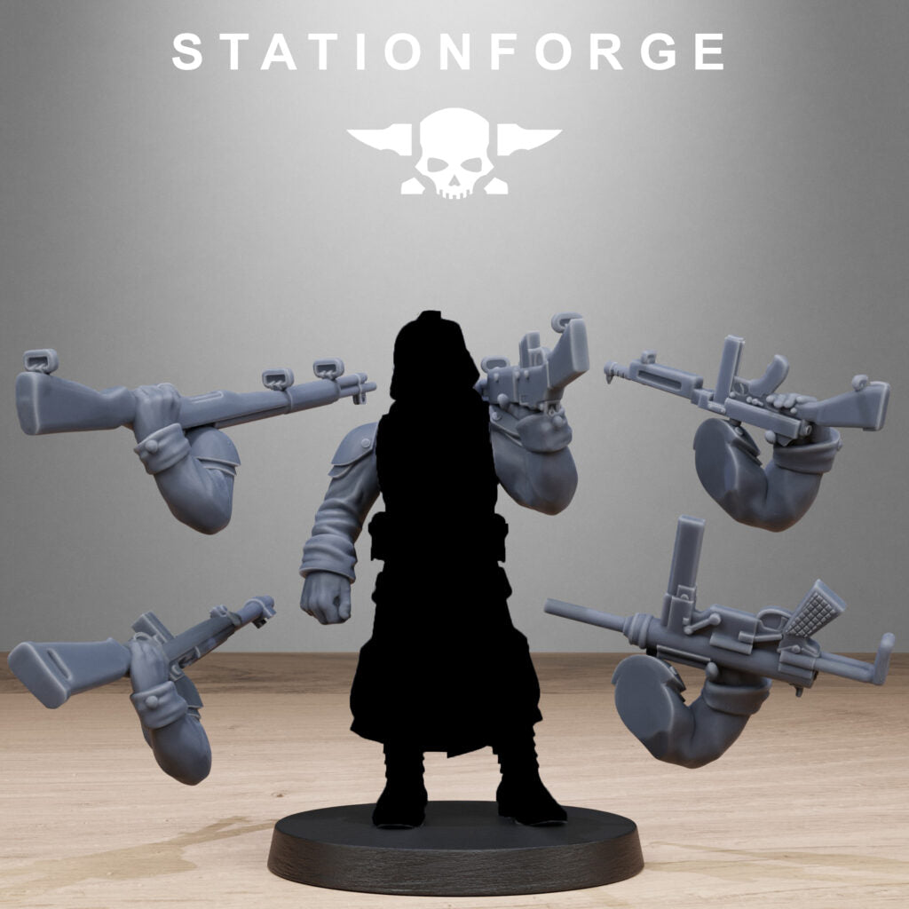 Imperial Army Grim Guard American Weapon Pack, proxy miniature, squad, 28mm heroic scale unpainted resin, view 5