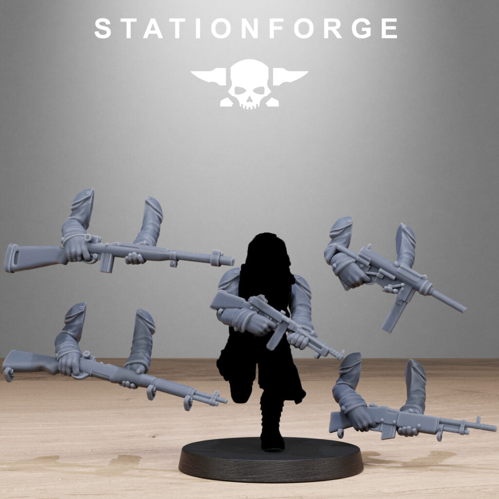 Imperial Army Grim Guard American Weapon Pack, proxy miniature, squad, 28mm heroic scale unpainted resin, view 6