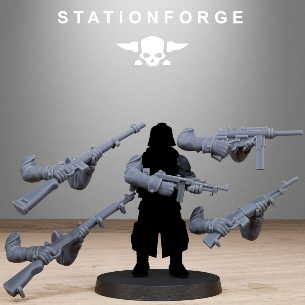 Imperial Army Grim Guard American Weapon Pack, proxy miniature, squad, 28mm heroic scale unpainted resin, view 8