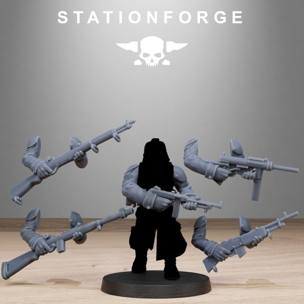 Imperial Army Grim Guard American Weapon Pack, proxy miniature, squad, 28mm heroic scale unpainted resin, view 9