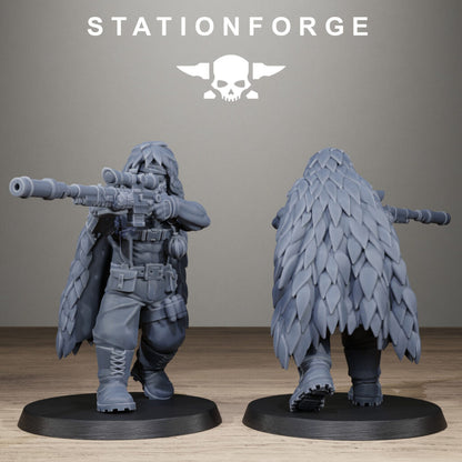 Imperial Army Grim Guard Jungle Fighter Snipers, proxy miniature, scout, 28mm heroic scale unpainted resin, view 2