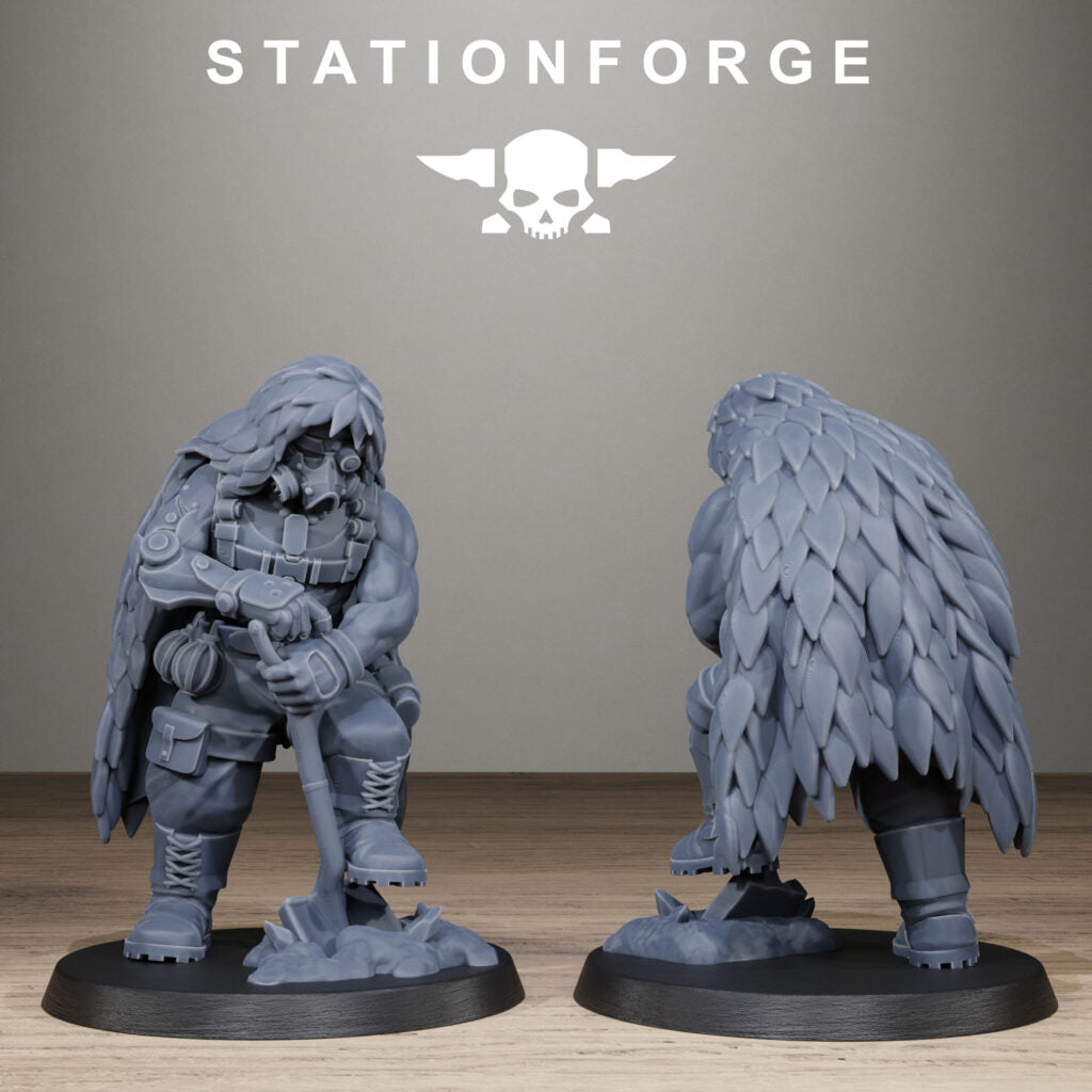 Imperial Army Grim Guard Jungle Fighter Snipers, proxy miniature, scout, 28mm heroic scale unpainted resin, view 3