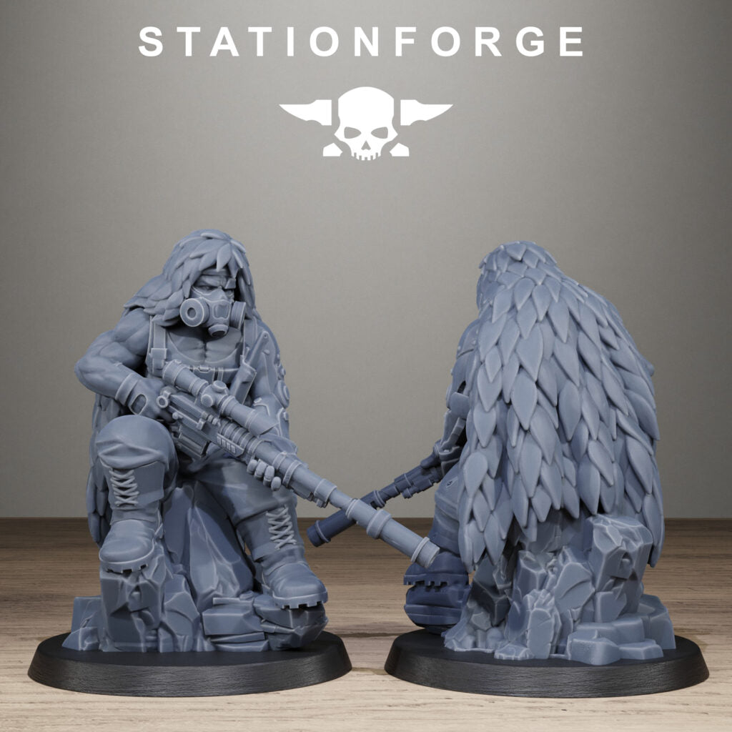 Imperial Army Grim Guard Jungle Fighter Snipers, proxy miniature, scout, 28mm heroic scale unpainted resin, view 4
