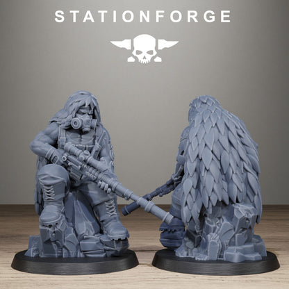 Imperial Army Grim Guard Jungle Fighter Snipers, proxy miniature, scout, 28mm heroic scale unpainted resin, view 4
