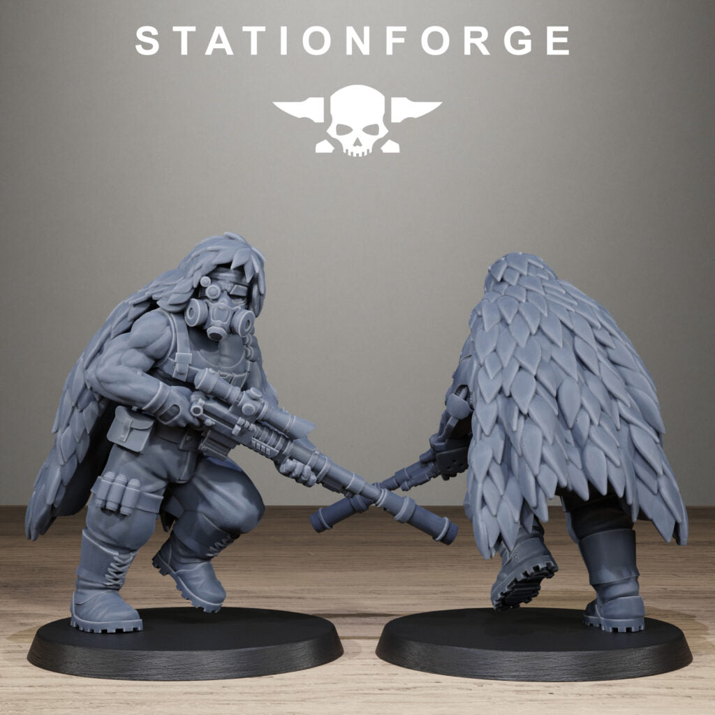 Imperial Army Grim Guard Jungle Fighter Snipers, proxy miniature, scout, 28mm heroic scale unpainted resin, view 5