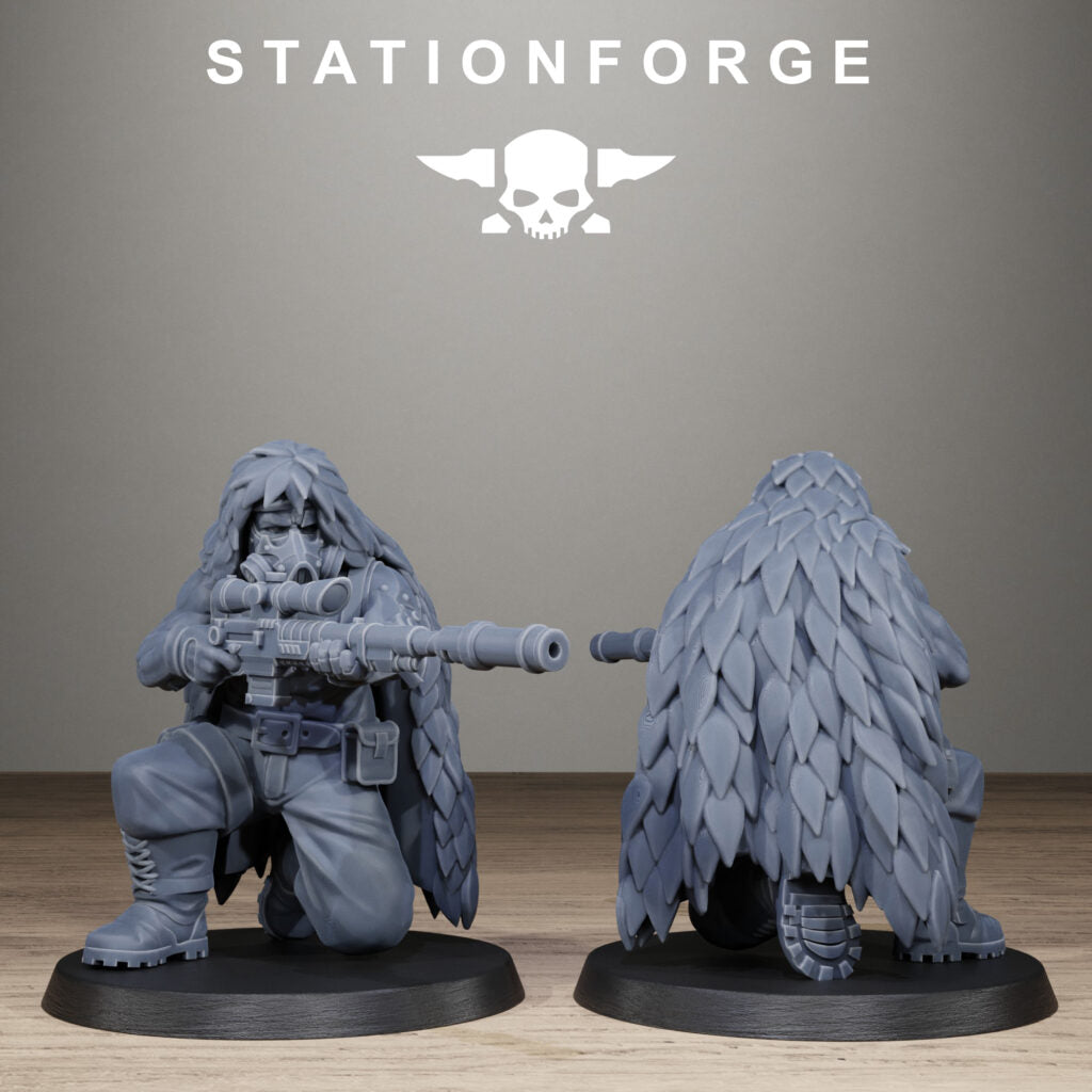 Imperial Army Grim Guard Jungle Fighter Snipers, proxy miniature, scout, 28mm heroic scale unpainted resin, view 10