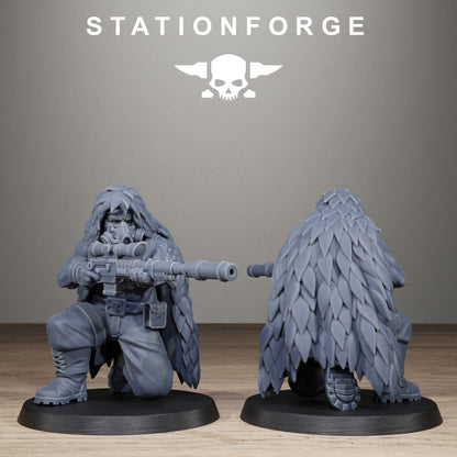 Imperial Army Grim Guard Jungle Fighter Snipers, proxy miniature, scout, 28mm heroic scale unpainted resin, view 10