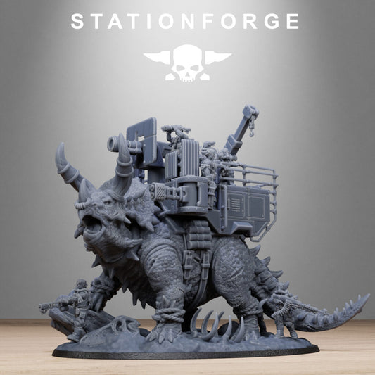 Imperial Army Grim Guard Jungle Fighters Triceratank, proxy miniature, infantry, 28mm heroic scale unpainted resin, view 2
