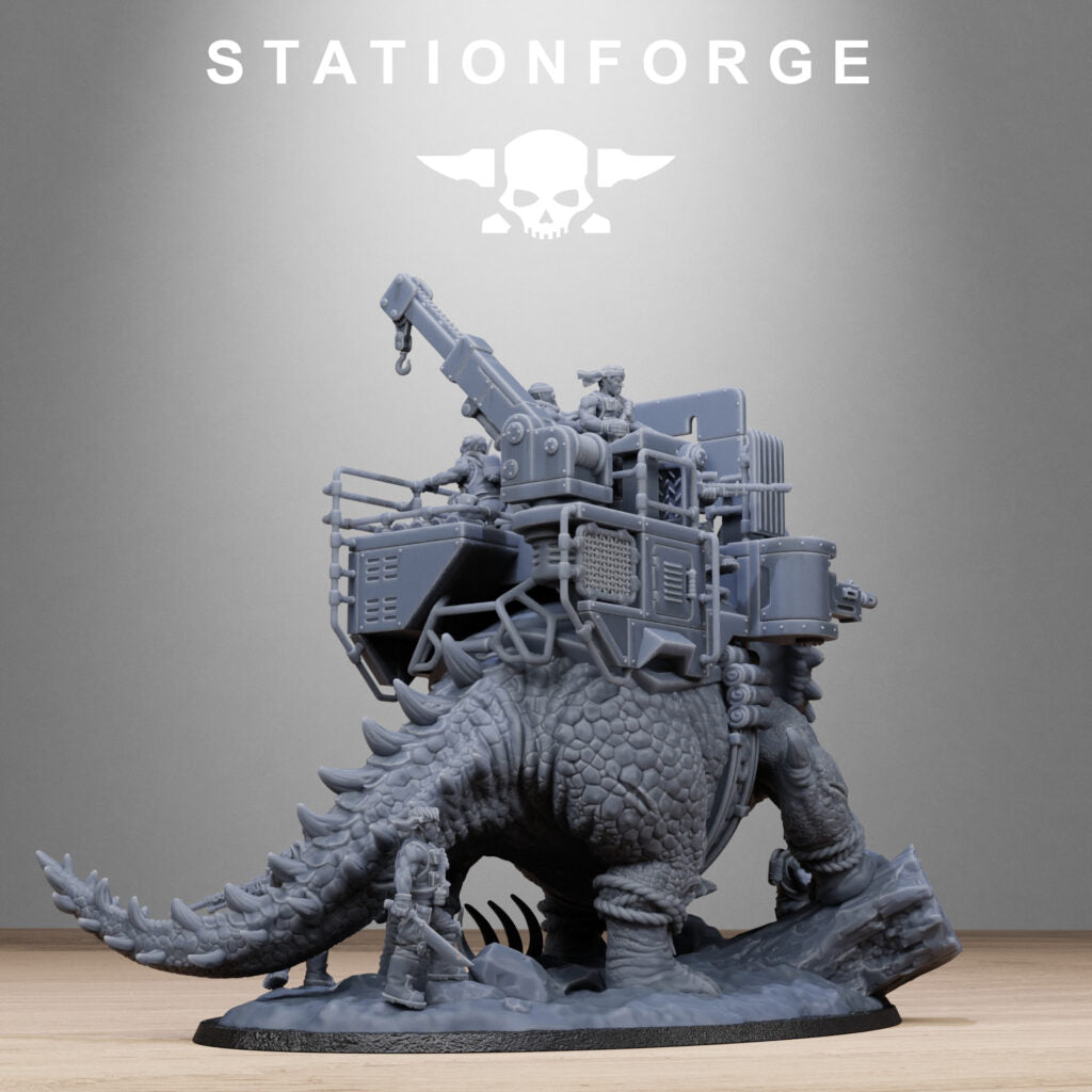 Imperial Army Grim Guard Jungle Fighters Triceratank, proxy miniature, infantry, 28mm heroic scale unpainted resin, view 6