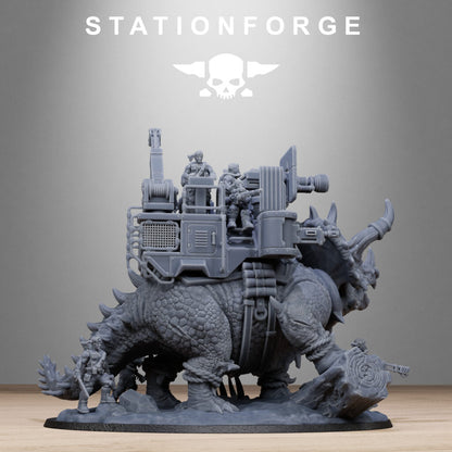Imperial Army Grim Guard Jungle Fighters Triceratank, proxy miniature, infantry, 28mm heroic scale unpainted resin, view 7
