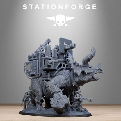 Imperial Army Grim Guard Jungle Fighters Triceratank, proxy miniature, infantry, 28mm heroic scale unpainted resin, view 8