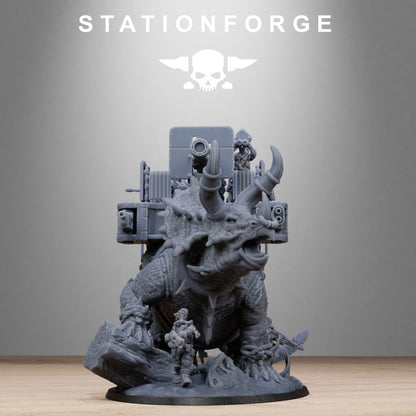 Imperial Army Grim Guard Jungle Fighters Triceratank, proxy miniature, infantry, 28mm heroic scale unpainted resin, view 9