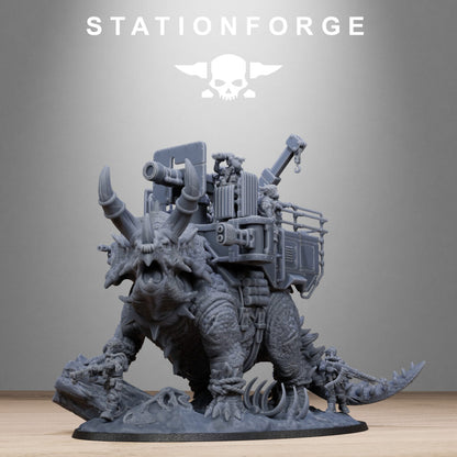 Imperial Army Grim Guard Jungle Fighters Triceratank, proxy miniature, infantry, 28mm heroic scale unpainted resin, view 10