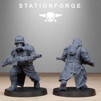 Imperial Army Grim Guard Shovel Trenches, proxy miniature, infantry, 28mm heroic scale unpainted resin, view 2