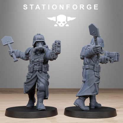 Imperial Army Grim Guard Shovel Trenches, proxy miniature, infantry, 28mm heroic scale unpainted resin, view 4