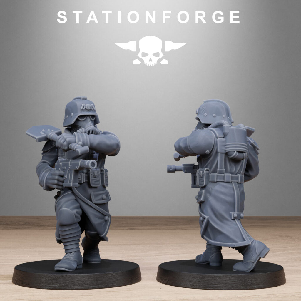 Imperial Army Grim Guard Shovel Trenches, proxy miniature, infantry, 28mm heroic scale unpainted resin, view 5
