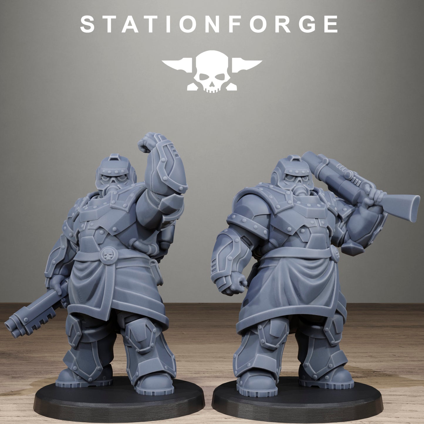 Imperial Army Grim Guard Skull Wardens, proxy miniature, infantry, 28mm heroic scale unpainted resin, view 3