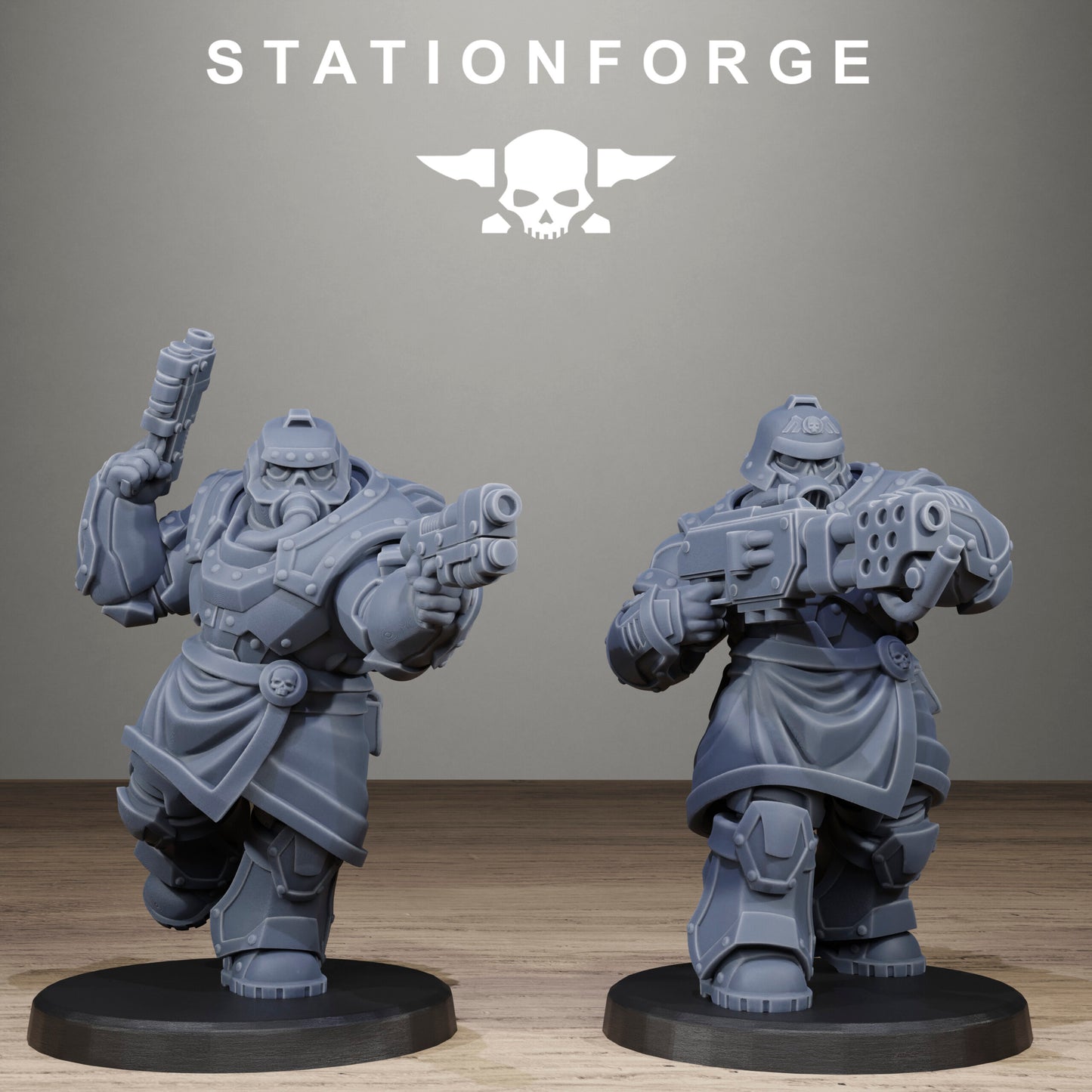Imperial Army Grim Guard Skull Wardens, proxy miniature, infantry, 28mm heroic scale unpainted resin, view 4