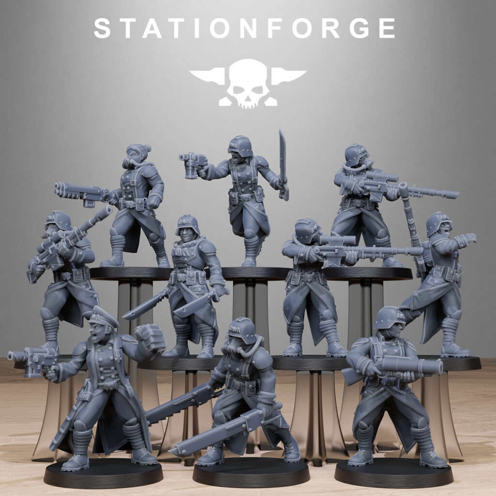 Imperial Army Grim Guard Steel Sisters, proxy miniature, infantry, 28mm heroic scale unpainted resin