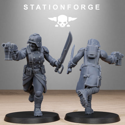 Imperial Army Grim Guard Steel Sisters, proxy miniature, infantry, 28mm heroic scale unpainted resin, view 3