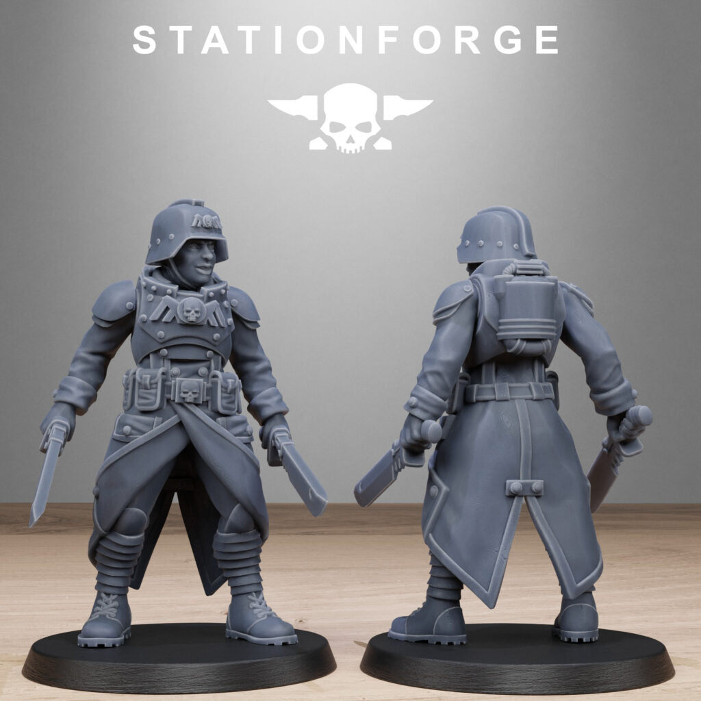 Imperial Army Grim Guard Steel Sisters, proxy miniature, infantry, 28mm heroic scale unpainted resin, view 4