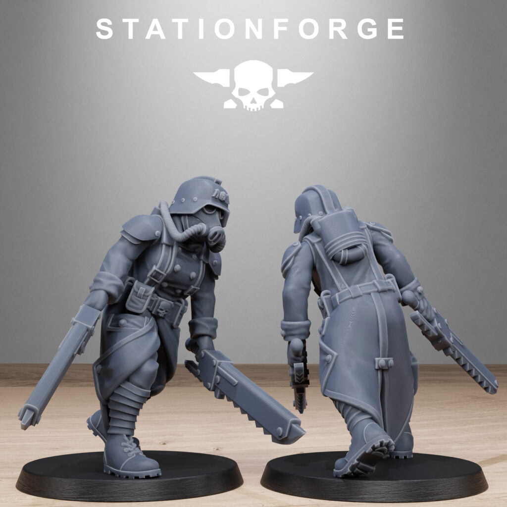 Imperial Army Grim Guard Steel Sisters, proxy miniature, infantry, 28mm heroic scale unpainted resin, view 10