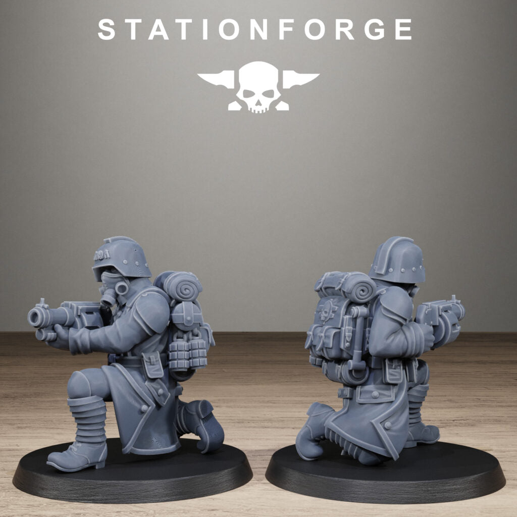 Imperial Army Grim Guard Trench Raiders, proxy miniature, infantry, 28mm heroic scale unpainted resin, view 2