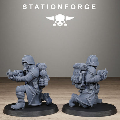 Imperial Army Grim Guard Trench Raiders, proxy miniature, infantry, 28mm heroic scale unpainted resin, view 2