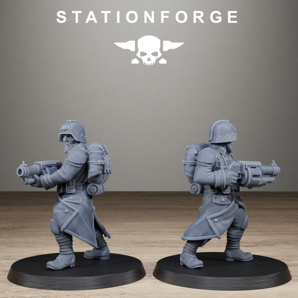 Imperial Army Grim Guard Trench Raiders, proxy miniature, infantry, 28mm heroic scale unpainted resin, view 5