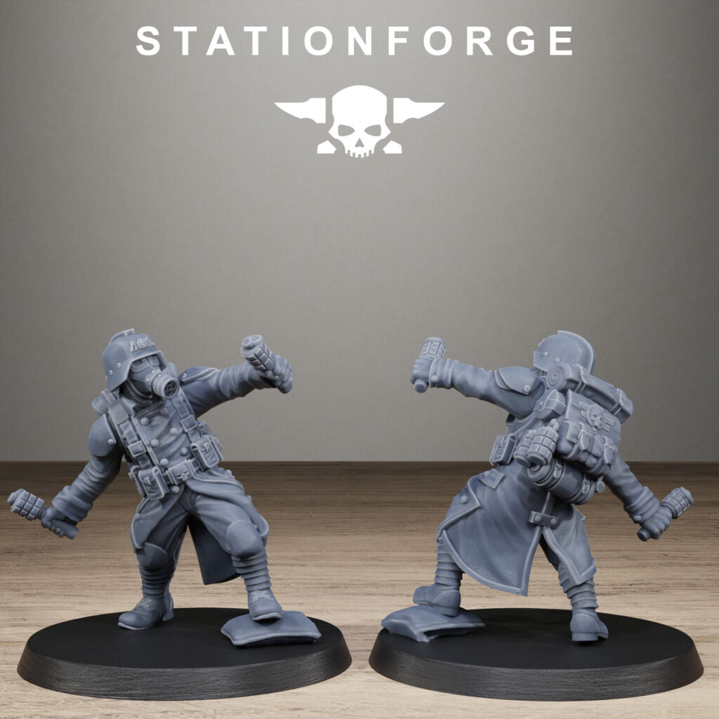 Imperial Army Grim Guard Trench Raiders, proxy miniature, infantry, 28mm heroic scale unpainted resin, view 6