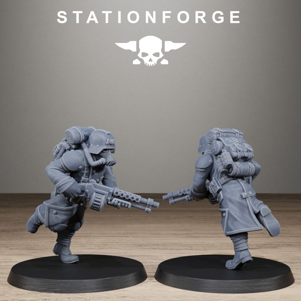 Imperial Army Grim Guard Trench Raiders, proxy miniature, infantry, 28mm heroic scale unpainted resin, view 8
