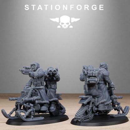 Imperial Army Grim Guard Frost Watch Snowbikers, proxy miniature, infantry, 28mm heroic scale unpainted resin, view 6