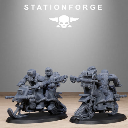 Imperial Army Grim Guard Frost Watch Snowbikers, proxy miniature, infantry, 28mm heroic scale unpainted resin, view 7