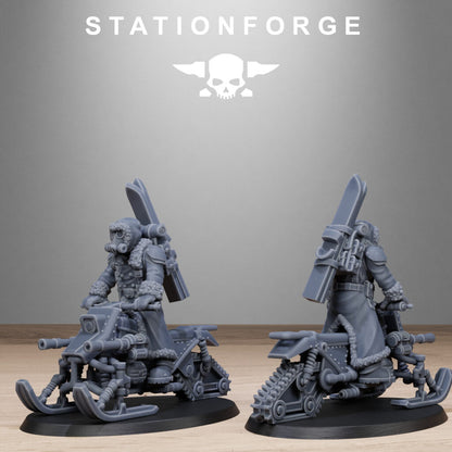 Imperial Army Grim Guard Frost Watch Snowbikers, proxy miniature, infantry, 28mm heroic scale unpainted resin, view 9