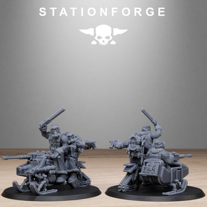 Imperial Army Grim Guard Frost Watch Snowbikers, proxy miniature, infantry, 28mm heroic scale unpainted resin, view 10